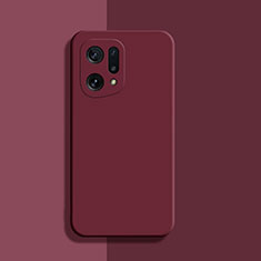 Custodia Silicone Ultra Sottile Morbida 360 Gradi Cover S03 per Oppo Find X5 Pro 5G Rosso Rosa