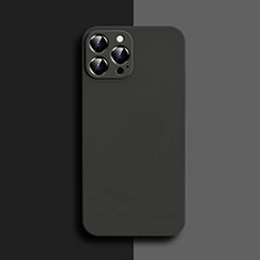Custodia Silicone Ultra Sottile Morbida 360 Gradi Cover S04 per Apple iPhone 15 Pro Max Nero