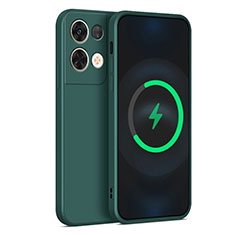 Custodia Silicone Ultra Sottile Morbida 360 Gradi Cover S04 per Oppo Reno8 Pro 5G Verde Notte