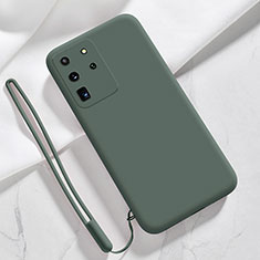 Custodia Silicone Ultra Sottile Morbida 360 Gradi Cover S04 per Samsung Galaxy S20 Ultra 5G Verde Notte