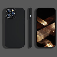 Custodia Silicone Ultra Sottile Morbida 360 Gradi Cover S05 per Apple iPhone 15 Pro Max Nero