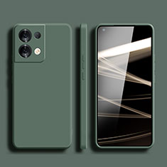 Custodia Silicone Ultra Sottile Morbida 360 Gradi Cover S06 per Oppo Reno8 5G Verde Notte