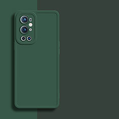 Custodia Silicone Ultra Sottile Morbida 360 Gradi Cover YK1 per OnePlus 9 Pro 5G Verde Notte