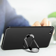 Custodia Silicone Ultra Sottile Morbida con Anello Supporto A01 per Apple iPhone 6S Plus Nero