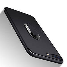 Custodia Silicone Ultra Sottile Morbida con Anello Supporto A03 per Apple iPhone 7 Plus Nero