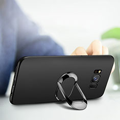 Custodia Silicone Ultra Sottile Morbida con Anello Supporto per Samsung Galaxy S8 Nero
