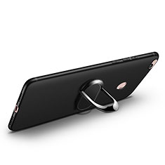 Custodia Silicone Ultra Sottile Morbida con Anello Supporto per Xiaomi Mi Max 2 Nero