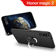 Custodia Silicone Ultra Sottile Morbida con Magnetico Anello Supporto per Huawei Honor Magic 2 Nero