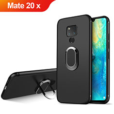 Custodia Silicone Ultra Sottile Morbida con Magnetico Anello Supporto per Huawei Mate 20 X 5G Nero