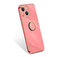 Custodia Silicone Ultra Sottile Morbida Cover con Anello Supporto per Apple iPhone 13 Mini Rosa