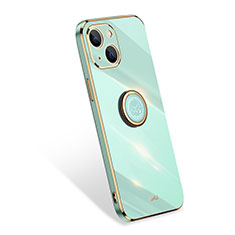 Custodia Silicone Ultra Sottile Morbida Cover con Anello Supporto per Apple iPhone 15 Plus Verde
