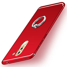 Custodia Silicone Ultra Sottile Morbida Cover con Anello Supporto per Huawei Honor 6X Pro Rosso