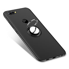 Custodia Silicone Ultra Sottile Morbida Cover con Anello Supporto per Huawei P Smart Nero