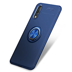 Custodia Silicone Ultra Sottile Morbida Cover con Anello Supporto per Huawei P20 Blu