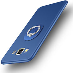 Custodia Silicone Ultra Sottile Morbida Cover con Anello Supporto per Samsung Galaxy A3 SM-300F Blu