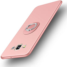Custodia Silicone Ultra Sottile Morbida Cover con Anello Supporto per Samsung Galaxy A3 SM-300F Oro Rosa