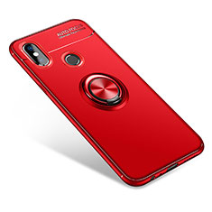 Custodia Silicone Ultra Sottile Morbida Cover con Anello Supporto per Xiaomi Mi 6X Rosso