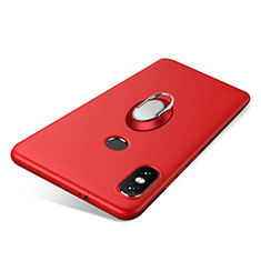 Custodia Silicone Ultra Sottile Morbida Cover con Anello Supporto per Xiaomi Redmi Note 5 AI Dual Camera Rosso