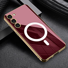 Custodia Silicone Ultra Sottile Morbida Cover con Mag-Safe Magnetic AC1 per Samsung Galaxy S21 Plus 5G Rosso