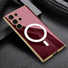 Custodia Silicone Ultra Sottile Morbida Cover con Mag-Safe Magnetic AC1 per Samsung Galaxy S23 Ultra 5G Rosso