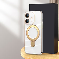 Custodia Silicone Ultra Sottile Morbida Cover con Mag-Safe Magnetic C01 per Apple iPhone 12 Bianco