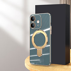 Custodia Silicone Ultra Sottile Morbida Cover con Mag-Safe Magnetic C01 per Apple iPhone 12 Grigio Lavanda