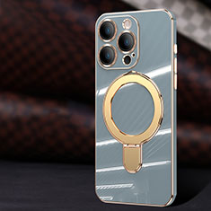 Custodia Silicone Ultra Sottile Morbida Cover con Mag-Safe Magnetic C01 per Apple iPhone 12 Pro Max Grigio