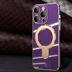 Custodia Silicone Ultra Sottile Morbida Cover con Mag-Safe Magnetic C01 per Apple iPhone 12 Pro Max Viola