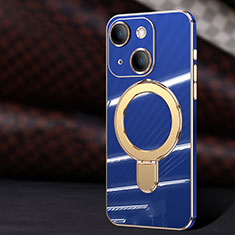 Custodia Silicone Ultra Sottile Morbida Cover con Mag-Safe Magnetic C01 per Apple iPhone 14 Blu