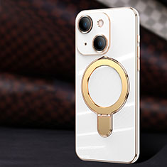 Custodia Silicone Ultra Sottile Morbida Cover con Mag-Safe Magnetic C01 per Apple iPhone 14 Plus Bianco