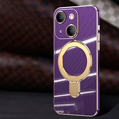 Custodia Silicone Ultra Sottile Morbida Cover con Mag-Safe Magnetic C01 per Apple iPhone 14 Plus Viola