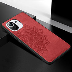 Custodia Silicone Ultra Sottile Morbida Cover con Magnetico A08 per Xiaomi Mi 11 5G Rosso