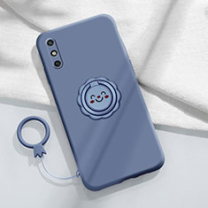 Custodia Silicone Ultra Sottile Morbida Cover con Magnetico Anello Supporto A01 per Huawei Enjoy 10e Grigio