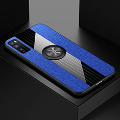 Custodia Silicone Ultra Sottile Morbida Cover con Magnetico Anello Supporto A01 per Huawei Enjoy 20 Pro 5G Blu