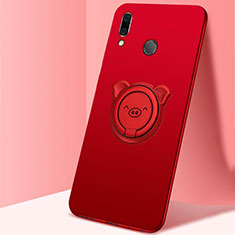 Custodia Silicone Ultra Sottile Morbida Cover con Magnetico Anello Supporto A01 per Huawei Honor 10 Lite Rosso