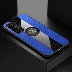 Custodia Silicone Ultra Sottile Morbida Cover con Magnetico Anello Supporto A01 per Huawei Honor 30 Blu