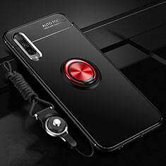 Custodia Silicone Ultra Sottile Morbida Cover con Magnetico Anello Supporto A01 per Huawei Honor 9X Pro Rosso e Nero