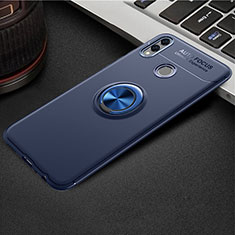 Custodia Silicone Ultra Sottile Morbida Cover con Magnetico Anello Supporto A01 per Huawei Honor V10 Lite Blu