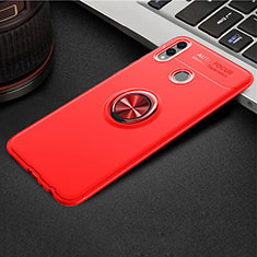 Custodia Silicone Ultra Sottile Morbida Cover con Magnetico Anello Supporto A01 per Huawei Honor V10 Lite Rosso