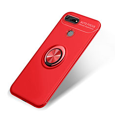 Custodia Silicone Ultra Sottile Morbida Cover con Magnetico Anello Supporto A01 per Huawei Honor V20 Rosso