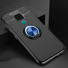 Custodia Silicone Ultra Sottile Morbida Cover con Magnetico Anello Supporto A01 per Huawei Mate 30 Lite Blu e Nero