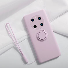 Custodia Silicone Ultra Sottile Morbida Cover con Magnetico Anello Supporto A01 per Huawei Mate 40 Lavanda