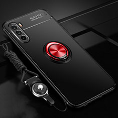 Custodia Silicone Ultra Sottile Morbida Cover con Magnetico Anello Supporto A01 per Huawei Mate 40 Lite 5G Rosso e Nero