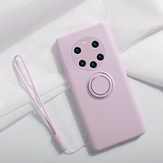 Custodia Silicone Ultra Sottile Morbida Cover con Magnetico Anello Supporto A01 per Huawei Mate 40 Pro+ Plus Lavanda