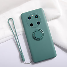 Custodia Silicone Ultra Sottile Morbida Cover con Magnetico Anello Supporto A01 per Huawei Mate 40 Verde