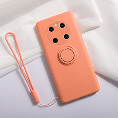 Custodia Silicone Ultra Sottile Morbida Cover con Magnetico Anello Supporto A01 per Huawei Mate 40E 4G Arancione