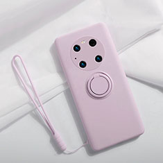 Custodia Silicone Ultra Sottile Morbida Cover con Magnetico Anello Supporto A01 per Huawei Mate 40E Pro 5G Lavanda