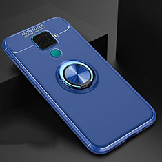 Custodia Silicone Ultra Sottile Morbida Cover con Magnetico Anello Supporto A01 per Huawei Nova 5i Pro Blu