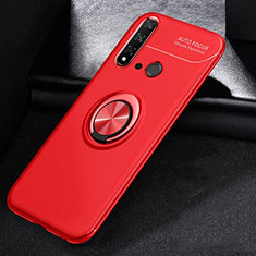 Custodia Silicone Ultra Sottile Morbida Cover con Magnetico Anello Supporto A01 per Huawei Nova 5i Rosso