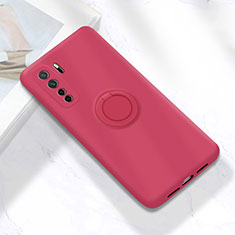 Custodia Silicone Ultra Sottile Morbida Cover con Magnetico Anello Supporto A01 per Huawei Nova 7 SE 5G Rosso